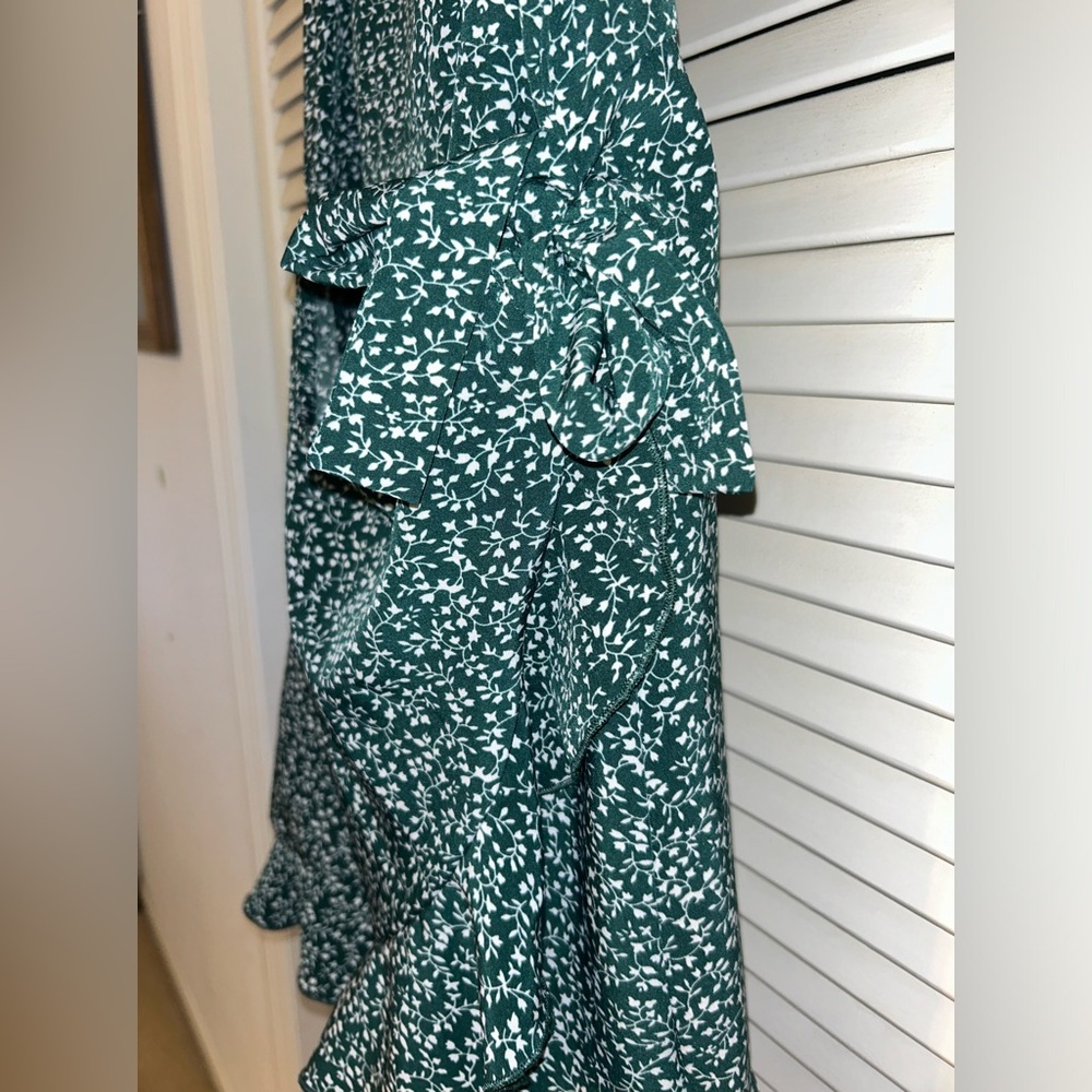 Green, rap- around, tie dress